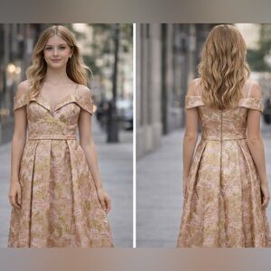 Elegant Peach and Gold Prom/ Special Occassion Dress- size S